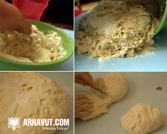 Pırpeç Arnavut Böreği hamurunun hazırlanmasi resmi